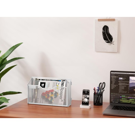 EasyPAG Wall-mounted Organizer, Durable Metal Mesh, White, Perfect for Documents and Office Supplies. EasyPAG Wall-mounted Organizer, Durable Metal Mesh, White, Perfect for Documents and Office Supplies.
