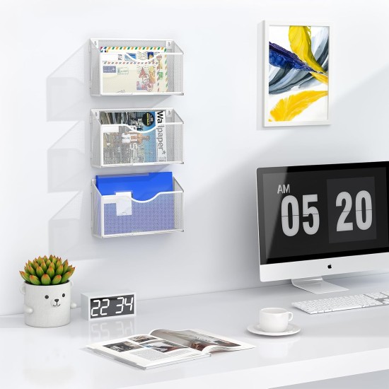 EasyPAG Wall-mounted Organizer, Durable Metal Mesh, White, Perfect for Documents and Office Supplies. EasyPAG Wall-mounted Organizer, Durable Metal Mesh, White, Perfect for Documents and Office Supplies.