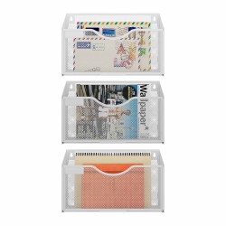 EasyPAG Wall-mounted Organizer, Durable Metal Mesh, White, Perfect for Documents and Office Supplies.