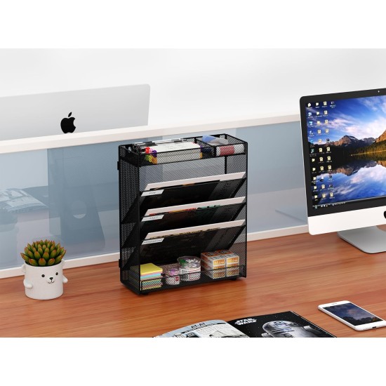 EasyPAG 5-layer assembled grid tray wall-mounted document rack and document storage box, solid black metal material, can store documents and mail, simple design. EasyPAG 5-layer assembled grid tray wall-mounted document rack and document storage box, solid black metal material, can store documents and mail, simple design.