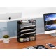 EasyPAG 5-layer assembled grid tray wall-mounted document rack and document storage box, solid black metal material, can store documents and mail, simple design. EasyPAG 5-layer assembled grid tray wall-mounted document rack and document storage box, solid black metal material, can store documents and mail, simple design.