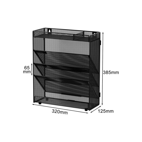 EasyPAG 5-layer assembled grid tray wall-mounted document rack and document storage box, solid black metal material, can store documents and mail, simple design. EasyPAG 5-layer assembled grid tray wall-mounted document rack and document storage box, solid black metal material, can store documents and mail, simple design.