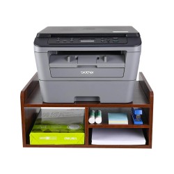 EasyPAG Desktop Wooden 2-Tier Printer Stand with Storage Fax Holder, Brown, for Home Offices, Students and Small Businesses.