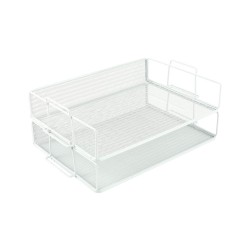 EasyPAG 2-tier organizer, metal, mesh texture, perfect for magazines, notebooks and documents