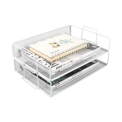EasyPAG 2-tier organizer, metal, mesh texture, perfect for magazines, notebooks and documents