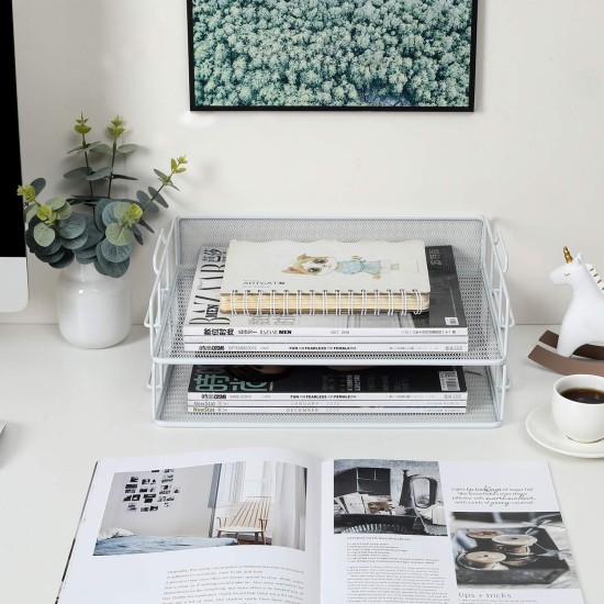 EasyPAG 2-tier organizer, metal, mesh texture, perfect for magazines, notebooks and documents EasyPAG 2-tier organizer, metal, mesh texture, perfect for magazines, notebooks and documents