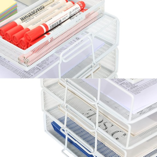 EasyPAG 4-Tier Organizer with Top Shelf, Metal, Mesh Texture, Perfect for Magazines, Notebooks and Files.