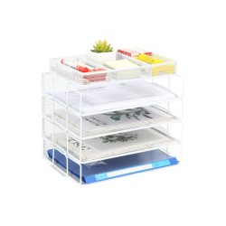 EasyPAG 4-Tier Organizer with Top Shelf, Metal, Mesh Texture, Perfect for Magazines, Notebooks and Files.