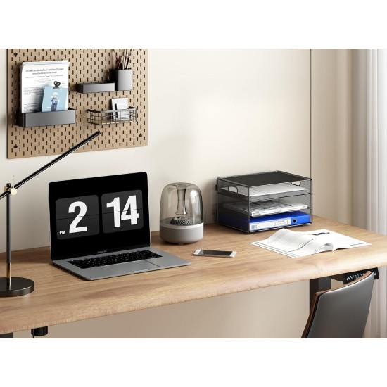 EasyPAG 3-layer desktop organizer, sturdy black metal mesh, promotes air circulation, portable handle, ideal for home or office. EasyPAG 3-layer desktop organizer, sturdy black metal mesh, promotes air circulation, portable handle, ideal for home or office.