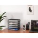 EasyPAG 5-layer desktop organizer, sturdy black metal mesh, promotes air circulation, portable handle, ideal for home or office. EasyPAG 5-layer desktop organizer, sturdy black metal mesh, promotes air circulation, portable handle, ideal for home or office.