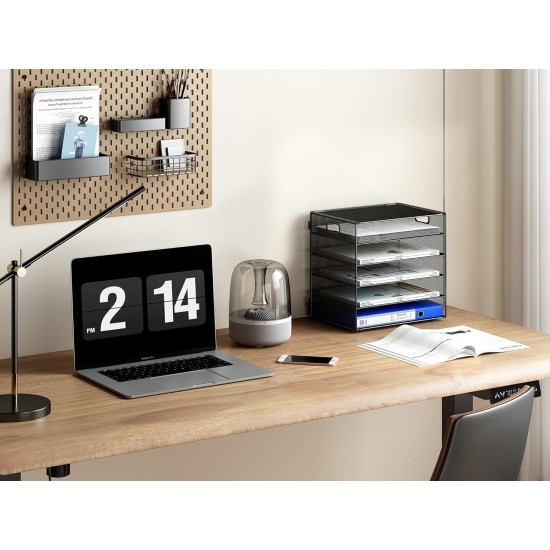 EasyPAG 5-layer desktop organizer, sturdy black metal mesh, promotes air circulation, portable handle, ideal for home or office. EasyPAG 5-layer desktop organizer, sturdy black metal mesh, promotes air circulation, portable handle, ideal for home or office.