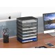 EasyPAG 7-layer desktop organizer, sturdy black metal mesh, promotes air circulation, portable handle, ideal for home or office. EasyPAG 7-layer desktop organizer, sturdy black metal mesh, promotes air circulation, portable handle, ideal for home or office.