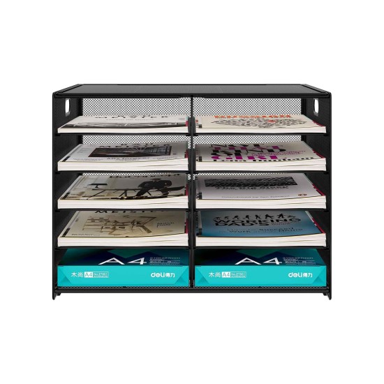 EasyPAG 5-layer 10-grid desktop magazine storage box, sturdy black metal frame, grid transparent design, suitable for office and home use. EasyPAG 5-layer 10-grid desktop magazine storage box, sturdy black metal frame, grid transparent design, suitable for office and home use.