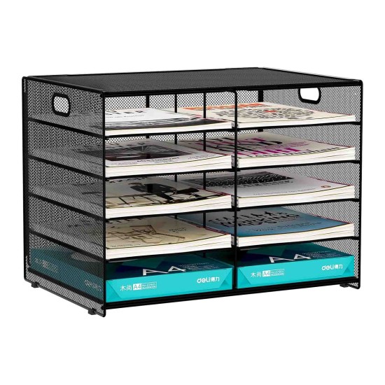 EasyPAG 5-layer 10-grid desktop magazine storage box, sturdy black metal frame, grid transparent design, suitable for office and home use. EasyPAG 5-layer 10-grid desktop magazine storage box, sturdy black metal frame, grid transparent design, suitable for office and home use.