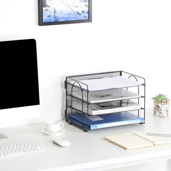 EasyPAG Metal File Organizer, 3-layer open, mesh texture, rounded edge design, perfect for professionals, students and home offices. EasyPAG Metal File Organizer, 3-layer open, mesh texture, rounded edge design, perfect for professionals, students and home offices.