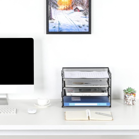 EasyPAG Metal File Organizer, 3-layer open, mesh texture, rounded edge design, perfect for professionals, students and home offices. EasyPAG Metal File Organizer, 3-layer open, mesh texture, rounded edge design, perfect for professionals, students and home offices.