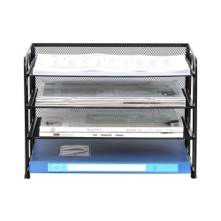 EasyPAG Metal File Organizer, 3-layer open, mesh texture, rounded edge design, perfect for professionals, students and home offices.