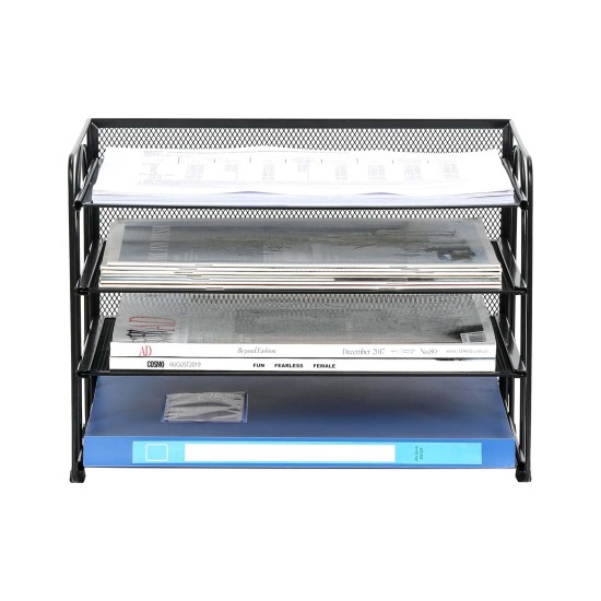 EasyPAG Metal File Organizer, 3-layer open, mesh texture, rounded edge design, perfect for professionals, students and home offices. EasyPAG Metal File Organizer, 3-layer open, mesh texture, rounded edge design, perfect for professionals, students and home offices.