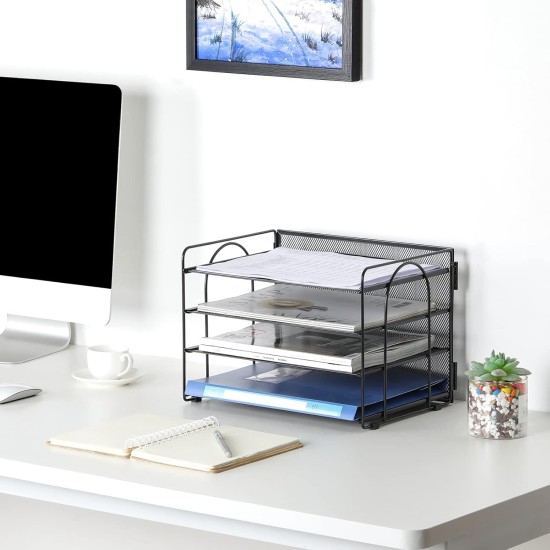 EasyPAG Metal File Organizer, 3-layer open, mesh texture, rounded edge design, perfect for professionals, students and home offices. EasyPAG Metal File Organizer, 3-layer open, mesh texture, rounded edge design, perfect for professionals, students and home offices.