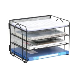 EasyPAG Metal File Organizer, 3-layer open, mesh texture, rounded edge design, perfect for professionals, students and home offices.