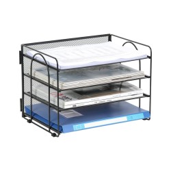 EasyPAG Metal File Organizer, 3-layer open, mesh texture, rounded edge design, perfect for professionals, students and home offices.