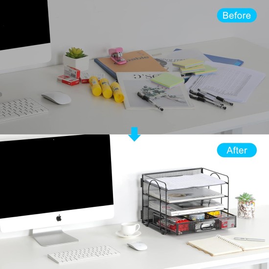 EasyPAG 3-layer storage box, black wire mesh, open design, easy access, with drawers, suitable for office and home use. EasyPAG 3-layer storage box, black wire mesh, open design, easy access, with drawers, suitable for office and home use.