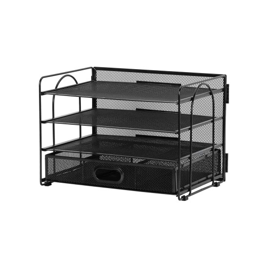 EasyPAG 3-layer storage box, black wire mesh, open design, easy access, with drawers, suitable for office and home use. EasyPAG 3-layer storage box, black wire mesh, open design, easy access, with drawers, suitable for office and home use.