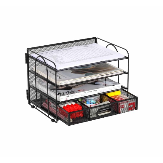 EasyPAG 3-layer storage box, black wire mesh, open design, easy access, with drawers, suitable for office and home use. EasyPAG 3-layer storage box, black wire mesh, open design, easy access, with drawers, suitable for office and home use.
