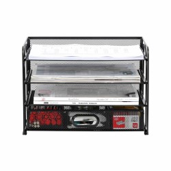 EasyPAG 3-layer storage box, black wire mesh, open design, easy access, with drawers, suitable for office and home use.