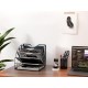 EasyPAG Fan-Shaped 6-Grid Desktop Grid Tray File Organizer, Metal, Black. EasyPAG Fan-Shaped 6-Grid Desktop Grid Tray File Organizer, Metal, Black.