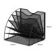 EasyPAG Fan-Shaped 6-Grid Desktop Grid Tray File Organizer, Metal, Black. EasyPAG Fan-Shaped 6-Grid Desktop Grid Tray File Organizer, Metal, Black.