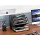 EasyPAG Fan-Shaped 6-Grid Desktop Grid Tray File Organizer, Metal, Black. EasyPAG Fan-Shaped 6-Grid Desktop Grid Tray File Organizer, Metal, Black.