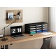 EasyPAG 4-Tier 12-Grid File Tray, Metal Wood File Holder, Magazine Organizer, Black Grid Design, Suitable for Home or Office Use. EasyPAG 4-Tier 12-Grid File Tray, Metal Wood File Holder, Magazine Organizer, Black Grid Design, Suitable for Home or Office Use.