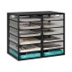 EasyPAG 4-Tier 12-Grid File Tray, Metal Wood File Holder, Magazine Organizer, Black Grid Design, Suitable for Home or Office Use. EasyPAG 4-Tier 12-Grid File Tray, Metal Wood File Holder, Magazine Organizer, Black Grid Design, Suitable for Home or Office Use.