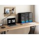 EasyPAG 9 Tier 27 File Tray, Metal Wood File Holder, Magazine Organizer, Black Grid Design, Suitable for Home or Office Use. EasyPAG 9 Tier 27 File Tray, Metal Wood File Holder, Magazine Organizer, Black Grid Design, Suitable for Home or Office Use.
