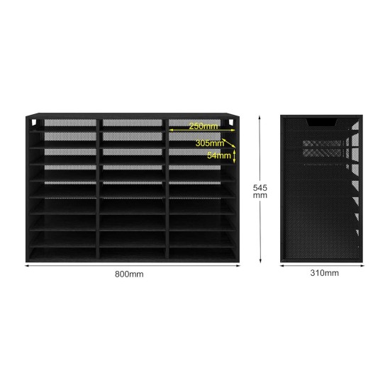 EasyPAG 9 Tier 27 File Tray, Metal Wood File Holder, Magazine Organizer, Black Grid Design, Suitable for Home or Office Use. EasyPAG 9 Tier 27 File Tray, Metal Wood File Holder, Magazine Organizer, Black Grid Design, Suitable for Home or Office Use.