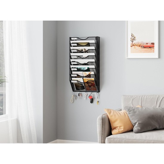 EasyPAG Wall Mounted Organizer, Durable Metal, Curved Slots, Label Compartments, Key Holder, for Office, Students and Professionals - Black. EasyPAG Wall Mounted Organizer, Durable Metal, Curved Slots, Label Compartments, Key Holder, for Office, Students and Professionals - Black.