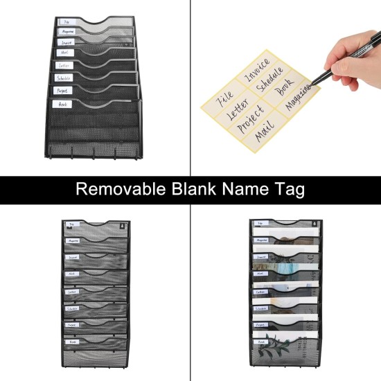 EasyPAG Wall Mounted Organizer, Durable Metal, Curved Slots, Label Compartments, Key Holder, for Office, Students and Professionals - Black. EasyPAG Wall Mounted Organizer, Durable Metal, Curved Slots, Label Compartments, Key Holder, for Office, Students and Professionals - Black.