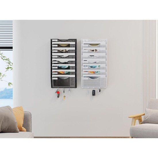 EasyPAG Wall Mounted Organizer, Durable Metal, Curved Slots, Label Compartments, Key Holder, for Office, Students and Professionals - Black. EasyPAG Wall Mounted Organizer, Durable Metal, Curved Slots, Label Compartments, Key Holder, for Office, Students and Professionals - Black.