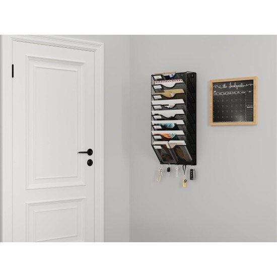 EasyPAG Wall Mounted Organizer, Durable Metal, Curved Slots, Label Compartments, Key Holder, for Office, Students and Professionals - Black. EasyPAG Wall Mounted Organizer, Durable Metal, Curved Slots, Label Compartments, Key Holder, for Office, Students and Professionals - Black.