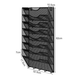 EasyPAG Wall Mounted Organizer, Durable Metal, Curved Slots, Label Compartments, Key Holder, for Office, Students and Professionals - Black.