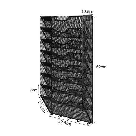 EasyPAG Wall Mounted Organizer, Durable Metal, Curved Slots, Label Compartments, Key Holder, for Office, Students and Professionals - Black. EasyPAG Wall Mounted Organizer, Durable Metal, Curved Slots, Label Compartments, Key Holder, for Office, Students and Professionals - Black.