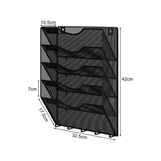 EasyPAG wall-mounted storage box, durable black metal, five-layer pockets, key and cable hooks, suitable for students working from home. EasyPAG wall-mounted storage box, durable black metal, five-layer pockets, key and cable hooks, suitable for students working from home.