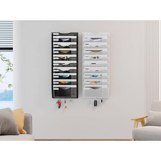 EasyPAG Wall Mount Organizer, Black Finish, Label Compartments, Key Holder, for Office and Home Workspace. EasyPAG Wall Mount Organizer, Black Finish, Label Compartments, Key Holder, for Office and Home Workspace.