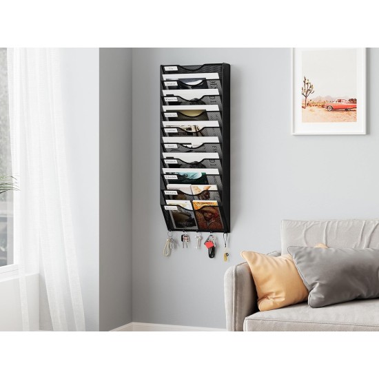EasyPAG Wall Mount Organizer, Black Finish, Label Compartments, Key Holder, for Office and Home Workspace. EasyPAG Wall Mount Organizer, Black Finish, Label Compartments, Key Holder, for Office and Home Workspace.