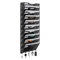 EasyPAG Wall Mount Organizer, Black Finish, Label Compartments, Key Holder, for Office and Home Workspace.