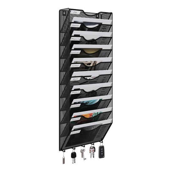 EasyPAG Wall Mount Organizer, Black Finish, Label Compartments, Key Holder, for Office and Home Workspace. EasyPAG Wall Mount Organizer, Black Finish, Label Compartments, Key Holder, for Office and Home Workspace.