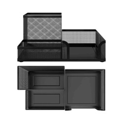 EasyPAG Desktop Organizer - Sturdy Black Metal Mesh, Minimalist Style - Perfect for Office and Students.