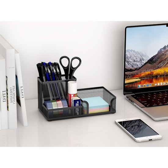 EasyPAG Desktop Organizer - Sturdy Black Metal Mesh, Minimalist Style - Perfect for Office and Students. EasyPAG Desktop Organizer - Sturdy Black Metal Mesh, Minimalist Style - Perfect for Office and Students.