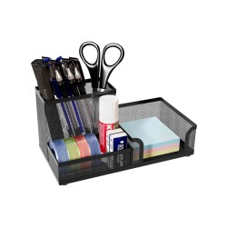 EasyPAG Desktop Organizer - Sturdy Black Metal Mesh, Minimalist Style - Perfect for Office and Students.